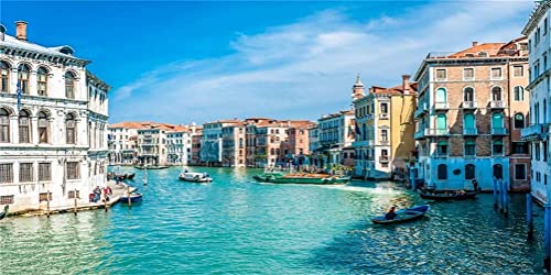 AOFOTO 15x8ft Italy Venice Photography Backdrop Water City Streetscape Italian Themed Party Decorations Background for Restaurant Canal Gondolas European Trip Birthday Portrait Photoshoot Props - size: 15x8ft