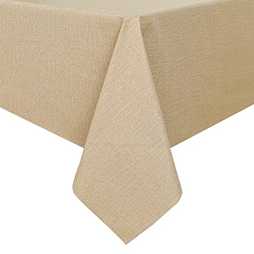 Romanstile 100% Waterproof PVC Tablecloth, Rectangle Oil Spill Proof Stain Resistant Vinyl Table Cloth, Wipe Clean Plastic Table Covers for Kitchen/Dining/Parties - 54 x 78 Inch, Khaki - color: Khaki, size: 54" x 78" (Rectangular)