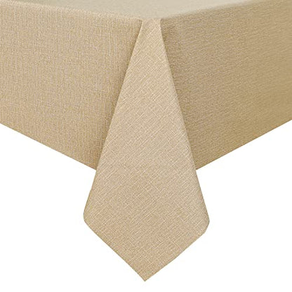 Romanstile 100% Waterproof PVC Tablecloth, Rectangle Oil Spill Proof Stain Resistant Vinyl Table Cloth, Wipe Clean Plastic Table Covers for Kitchen/Dining/Parties - 54 x 78 Inch, Khaki - color: Khaki, size: 54" x 78" (Rectangular)