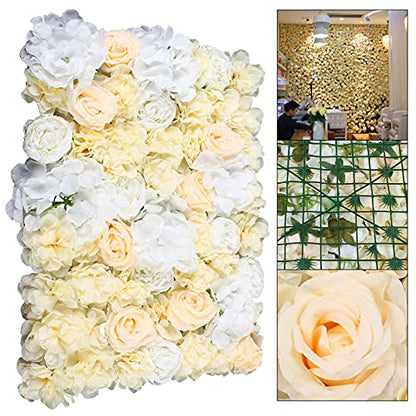 LOYALHEARTDY 12 Pack 24" x 16" Artificial Flower Wall Panels Hydrangea and Rose Flower Backdrop Panels Wedding Party Event Decoration (12 PCS, Yellow+White) - color: 12 Pcs, Yellow+white