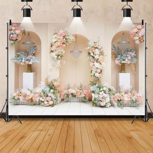 Leowefowa 10x6.5ft Vinyl Romantic Rose Flower Wedding Backdrop Floral Wall Photography Background Bridal Shower Wedding Party Decorations Anniversary Wedding Birthday Backgrounds Studio Props - size: 10x6.5ft