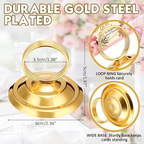 MotiMind 24 Pcs Table Number Holders-Metal Place Card Holders Table Number Stands Tabletop Sign Stands for Photos, Menu, Memo, Notes, Wedding, Restaurant, Banquet, Birthday(Gold) - color: Gold