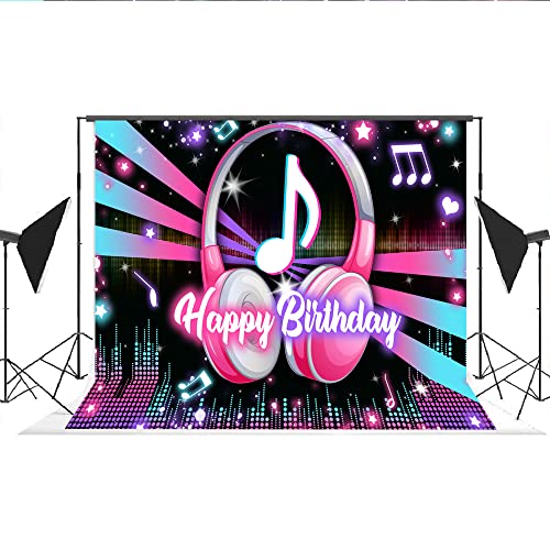 Lofaris Lofaris Popular Musical Theme Birthday Party Backdrop Music Happy Birthday Background Kids Adults Large Birthday Musical DJ Short Video Party Cake Table Supplies 7x5ft - size: 7x5ft