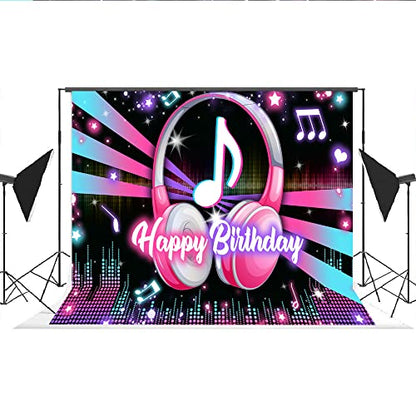 Lofaris Lofaris Popular Musical Theme Birthday Party Backdrop Music Happy Birthday Background Kids Adults Large Birthday Musical DJ Short Video Party Cake Table Supplies 7x5ft - size: 7x5ft