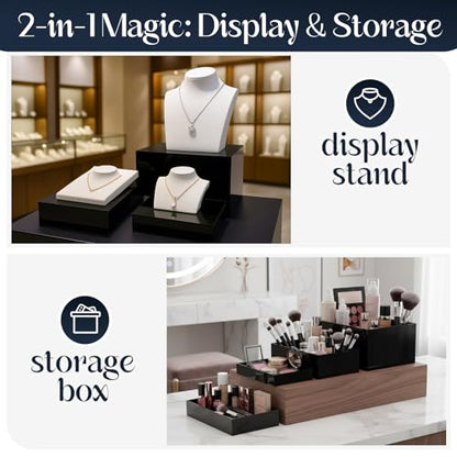 3 Pack Extra Large Acrylic Buffet Risers - 14”, 12”, 10” Black Display Stands with Hollow Bottoms, Cube Riser Boxes Nesting for Dessert Food Catering Buffet Display Party Supplies - color: Black, size: 14”,12”,10”