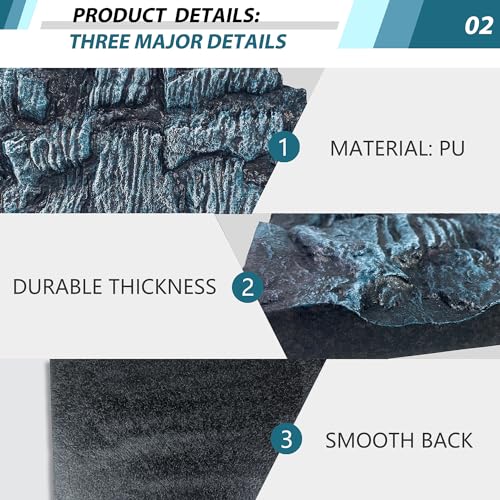 17.7x11.8in Rock Terrarium Background,3D Reptile Tank Background Board,Amphibian Stereo Backdrop Wall,Lizard Snake Gecko Spider Turtle Fish pet silo Background Decorative Panel(Blue) - color: Blue