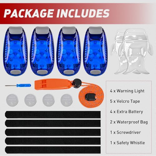 Nilight LED Safety Light 4PCS Blue Marine Navigation Bike Tail Lights Three Modes Waterproof Reflective Gear Clip On Flash Strobe Indicator Lamp for Night Boating Fishing Cycling Jogging - color: 3LED Safety Light-Blue