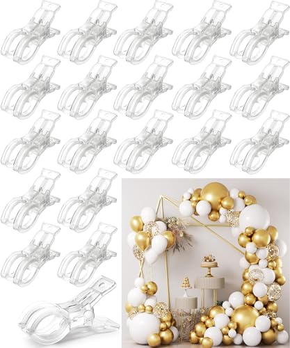 20 Pack Large Balloon Arch Clips, Transparent Spring Clamps for Backdrop, 3.5'' Heavy Duty Plastic Clip for Balloon Arch Kit Birthday Decoration Beach Towels Crafts Photography, Clear - color: 20-pack Clear