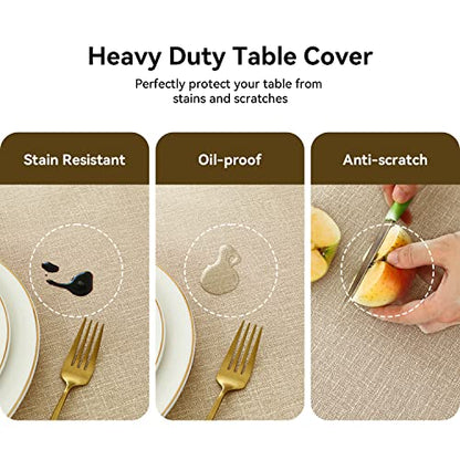 Romanstile 100% Waterproof PVC Tablecloth, Rectangle Oil Spill Proof Stain Resistant Vinyl Table Cloth, Wipe Clean Plastic Table Covers for Kitchen/Dining/Parties - 54 x 120 Inch, Khaki - color: Khaki, size: 54" x 120" (Rectangular)