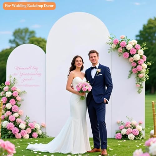 7.2 ft, 6 ft White Arch Backdrop Cover Set of 2, Wedding Arch Covers Stretchy Backdrop Spandex Fitted for Baby Shower Birthday Balloon Chiara Stand Decor White 7.2ft & 6ft - color: White, size: 7.2, 6FT