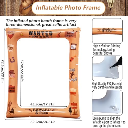 30PCS Western Cowboy Cowgirl Photo Booth Props with 1PCS Inflatable Photo Booth Frame for Wild West Themed Party,Country Party,Cowgirl Bachelorette Party,Cowboy Party Supplies - color: Western Cowboy