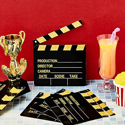 BBTO 10 Pieces Movie Film Clap Board, 7 x 8 Inch Cardboard Movie Clapboard Directors Clapper Writable Cut Action Scene Board for Movies Films Photo Props(Single-Sided Printing,Gold) - color: Gold, style: Single-sided Printing