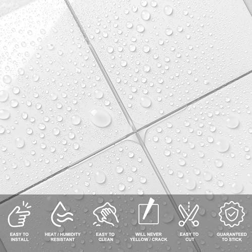 llDecoo Peel and Stick Tiles for Kitchen Backsplash, New Upgrade Design 9" x9" SPC Square Marble Tiles, Cream White Premium Mosaic Tiles(5-Sheet) - color: White, size: 5-sheet