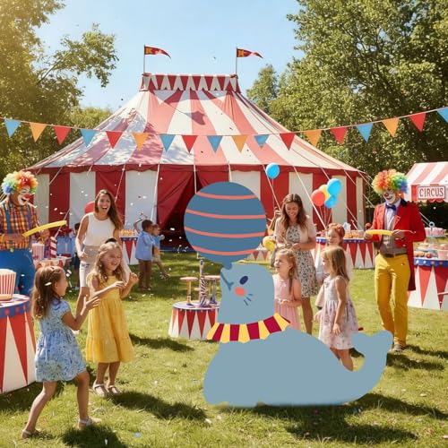 Colingmill Carnival Circus Party Decoration 3ft Circus Theme Birthday Party Supplies Seal Show Cardboard Cutout Standup Photo Booth Backdrop Props Life Size for Birthday Carnival Game Weddings Events - style: Seal Show