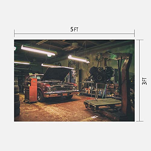 5x3ft Old Garage Backdrops for Photography Car Repair Backgrounds Themed Party Photo Booth Studio Props BJMYLU43 - size: vinyl-5x3ft