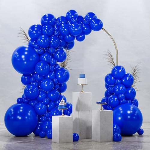 PartyWoo Royal Blue Balloons 128pcs Different Sizes Pack of 18 12 10 5 Inch Dark Blue Balloon Arch Kit for Baby Shower Gender Reveal Graduation Under The Sea Birthday Party Decorations Blue-Y59 - color: Blue-y59