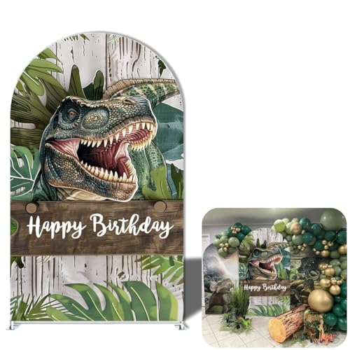 Dinosaur Arch Covers, Stretchy Double-Sided Backdrop, Dinosaur Themed Party Decoration, Reusable Fabric Arch Background for Birthday Party, Baby Shower, Event Decor (GX-2838,5x2.2ft) - color: GX-2838, size: 5x2.2ft