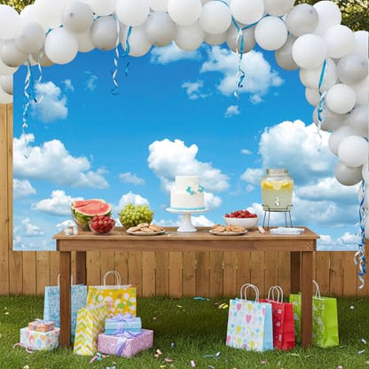 7x5ft Cloud Backdrop Sky Backdrop White Clouds Blue Sky Photo Backdrop Ideal for Kids Backdrops for Photoshoot Newborn Baptism Baby Shower Kids Birthday Party Wedding Prom Banner - style: 7x5 Sky