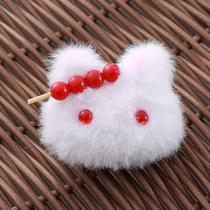 2 Pcs Plush Bunny Hair Clips Rabbit Hairpin Cute Ponytail Holders Easter Hair Clip Animal Hair Accessories For Women Girls