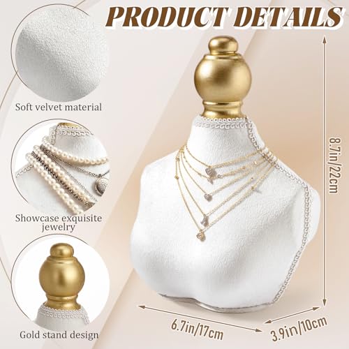 AceOrbit 2 Pcs Vintage Velvet Necklace Display Stand Mannequin Velvet Jewelry Necklace Holder Elegant Decor for Wedding Jewelry Selling Trade Shows(White,6.7 Inches) - color: White, size: 6.7 Inches