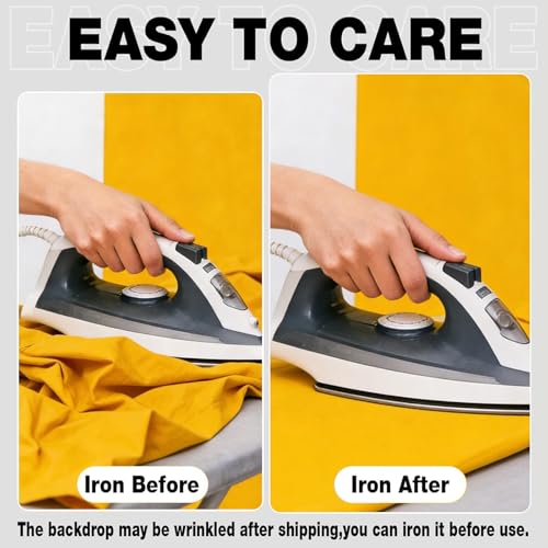 Photo Backdrop Yellow Screen Background Fabric Professional Photography Solution 5x7ft Seamless Design Eliminate Wrinkles Short Video Food Photography Summer Theme Event - color: Yellow, size: 5x7ft