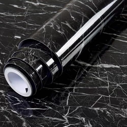 Yancorp 16"x394" Black Contact Paper Black and White Peel and Stick Wallpaper Marble Stick on Kitchen Counter Tops Self Adhesive Removable Wallpaper - color: Black Stripes, size: 16" x 394"