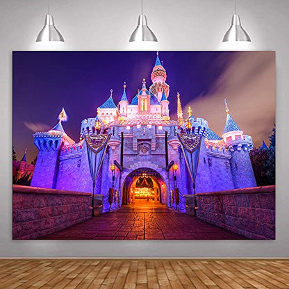 7x5Ft Fantasy Castle Night Scene Backdrop for Children Birthday Party Photo Video Studio Props BJLSME15 - size: 7x5ft
