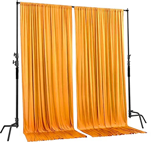 AK TRADING CO. 10 feet x 10 feet Black Polyester Backdrop Drapes Curtains Panels with Rod Pockets - Wedding Ceremony Party Home Window Decorations - color: Marigold, size: 60"W x 120"L (Pack of 2)