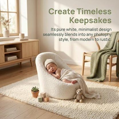 DOITOOL Newborn Chair for Photoshoot, White Baby Photography Props Mini Sofa Newborn Posing Seat Infant Studio Couch Toddler Picture Accessories