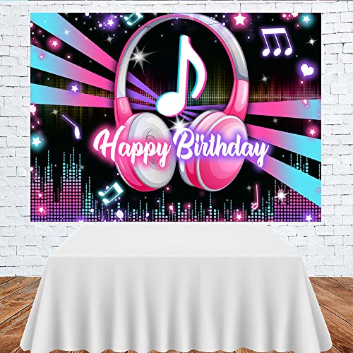 Lofaris Lofaris Popular Musical Theme Birthday Party Backdrop Music Happy Birthday Background Kids Adults Large Birthday Musical DJ Short Video Party Cake Table Supplies 7x5ft - size: 7x5ft