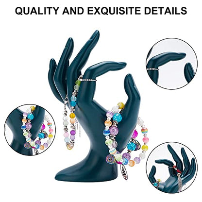Hand Jewelry Display Holder, Dark Green OK Shaped Hand Ring Jewelry Organizer for Earring, Ring, Watch, Bracelet Storage, 3.93 x 2.75 x 6.69 Inches - color: Dark Green