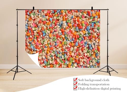 15x10ft Colorful Pebble Texture Backdrop Rainbow Gravel Bright Surface Photo Background Tapestry for Kids Party Photography and Home Decorations Studio Props - size: 15x10ft