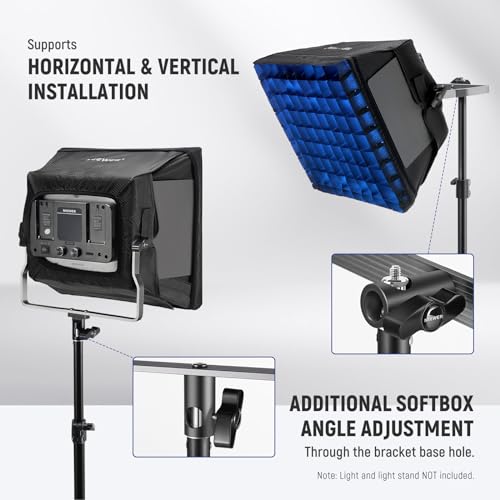 NEEWER Upgraded Softbox Diffuser for NL660 RGB660 PRO II LED Video Light Panel, 12.6"x11.6" Foldable with Grid/Bag/Blackout Hood, No Need to Remove barndoors Quick Set Up for Soft Light, NS4S - style: NS4S for 660