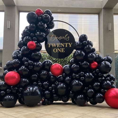 Black Balloons - 12 inch 100pcs Latex - Round Matte Black Birthday Balloon with 2 Ribbons, Helium Balloons for Birthday Party, Halloween,Graduation,Wedding,Anniversary,Baby Shower Decorations - color: Black, size: 12 Inch 100PCS
