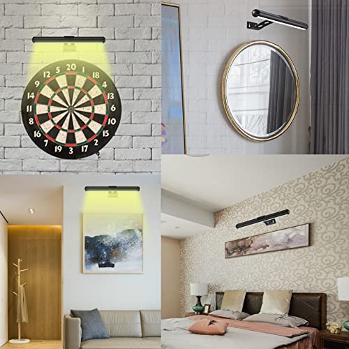 MIOBLUE Rechargeable Picture Lights with Remote,Full Metal Painting Light Display LED Battery Lamp with 3 Lighting Modes, Dimmable Dartboard Light with Timer for Paintings Potrait - color: Black, size: 13inch