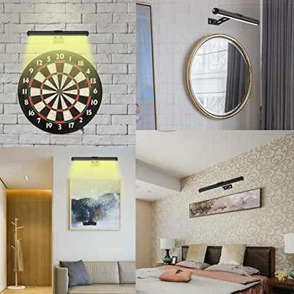 MIOBLUE Rechargeable Picture Lights with Remote,Full Metal Painting Light Display LED Battery Lamp with 3 Lighting Modes, Dimmable Dartboard Light with Timer for Paintings Potrait - color: Black, size: 13inch