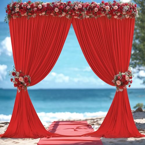 10ft x 10ft Red Backdrop Curtains Panels for Parties Wrinkle Free Fabric Backdrop Drapes Decorations Cloth for Weddings Baby Shower Birthday Party Photography Photoshoot Christmas Background Curtain - color: Red, size: W5' x H10'(2 panels)