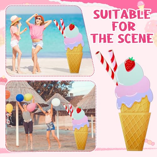 Jetec 5 Feet Large Ice Cream Cardboard Cutout Stand Up Life Size Ice Cream Giant Candyland Party Decoration Photo Props Backdrop Standup for Summer Pool Beach Baby Shower Wedding Birthday Supply - size: 5 feet, style: Ice Cream