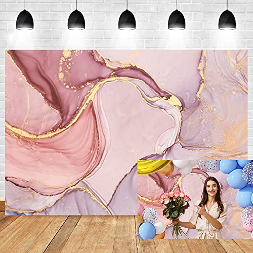 10x6.5ft Soft Pink Marble Backdrop Abstract Texture Art Gold Dust Vintage Wall Natural Textured Stone Photography Background Wedding Birthday Baby Shower Party Banner Decor Vinyl Studio Props - size: 10x6.5ft
