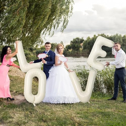 Custom 40 Inch Giant Foil Letter Balloons for Women's Birthday Party - Cream White Beige O, Helium Self Inflating Mylar Alphabet - color: Cream, size: Letter O