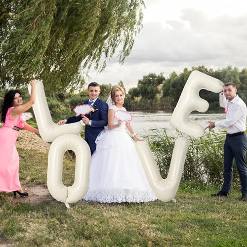 Giant Alphabet K Foil Balloons, Nude Cream White Custom Mylar Letters Balloon Birthday Decor, 40 Inch Helium Self Inflating Beige K Name Balloons Letter for Girls Baby Shower Party Decoration Supplies - color: Cream, size: Letter K
