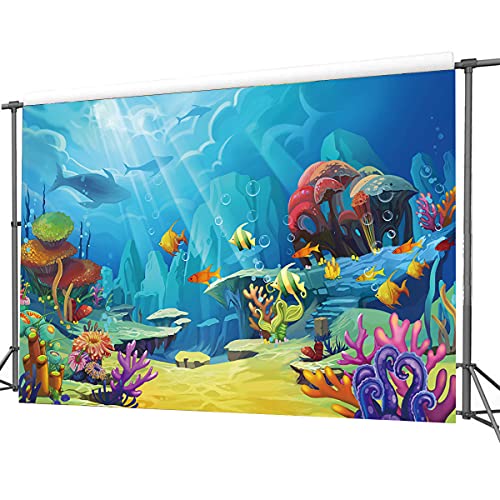 CHAIYA Under The Sea Backdrop Ocean Little Mermaid Backdrop Background for Under The Sea Theme Baby Shower Photo Booth Banner Party Cake Table Decoration 7x5ft