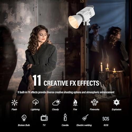 GODOX 3Pack LE300Bi Light Kit, Godox Litemons LE300Bi Video Light with Softbox Light Stand, Bowens Mount, DMX/Bluetooth APP Control, NFC Connection, 2800K~6500K, 58900Lux@1m, CRI/TLCI98, 11 Fx Effects