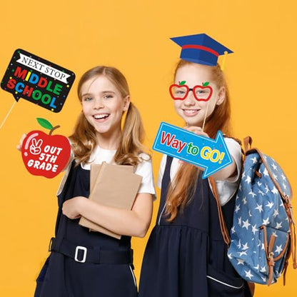 31pcs 5th Grade Graduation Photo Booth Props, 5 TH Grade Grad Photo Props for 2026 Elementary School Grads Party Decorations Primary School Grad 5th Graduation Party Supplies