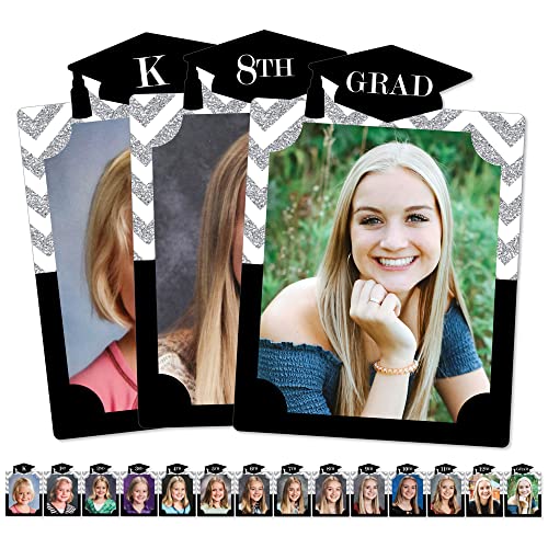 Big Dot of Happiness Tassel Worth the Hassle - Silver K-12 School Photo Display Frame - 8x10 inch Graduation Memory Wall, Professional Photo Holder Set, DIY Graduation Party Decorations, Picture Display Board - color: Tassel Worth the Hassle - Silver - Pi