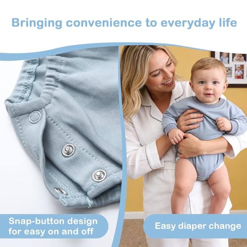 Bafeicao Baby Boy Girl Bubble Romper Color Block Long Sleeve Sweatshirt Romper Outfit Spring Cute Clothes - color: Blue, size: 3-6 Months