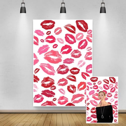 Leyiyi Sexy Lips Backdrop 4x5ft Photography Background Valentine's Day Fashion Make Up Kiss Bridal Shower Wedding Party Banquet Girls Baby Shower Photo Portrait Video Props - size: 4x5ft