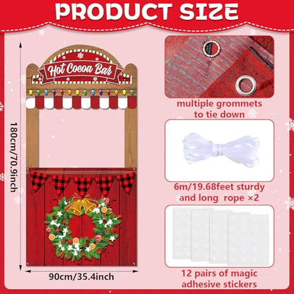 Christmas Theme Party Decorations Hot Cocoa Bar Photography Studio Props Hot Cocoa Bar Theme Photo Booth Props Hanging Backdrop Banner for Kids Family Photo Booth Winter Xmas Holiday Party Supplies