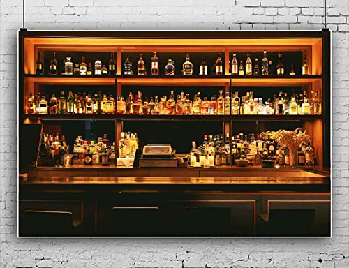 Vinyl 15x10ft Bar Photo Backdrop, Wine Cafe Restaurant Drink Shelf Photography Backdrops Friendsmas Party Urban Club Speakeasy Room Wall Art Decor Banner Photo Backdrop Booth Props BJXTPH204 - size: 15x10ft