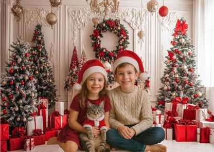 8x6ft Christmas Fireplace BackdropsChristmas Decor Photo Prop Holiday Family Party Birthday Baby Shower Decoration Photo Booth Props D785 - size: 8x6ft